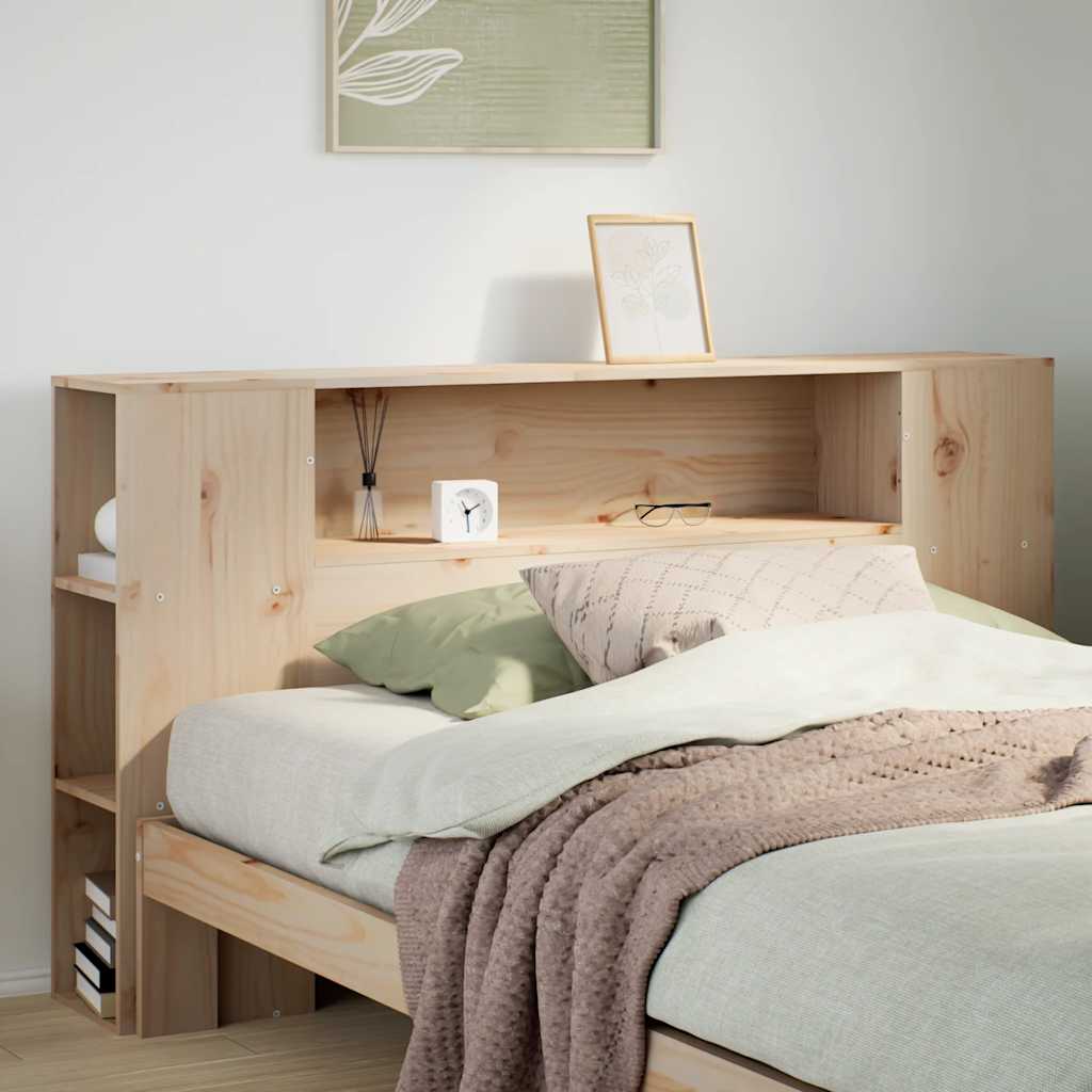 Headboard with Storage 120 cm Solid Wood Pine